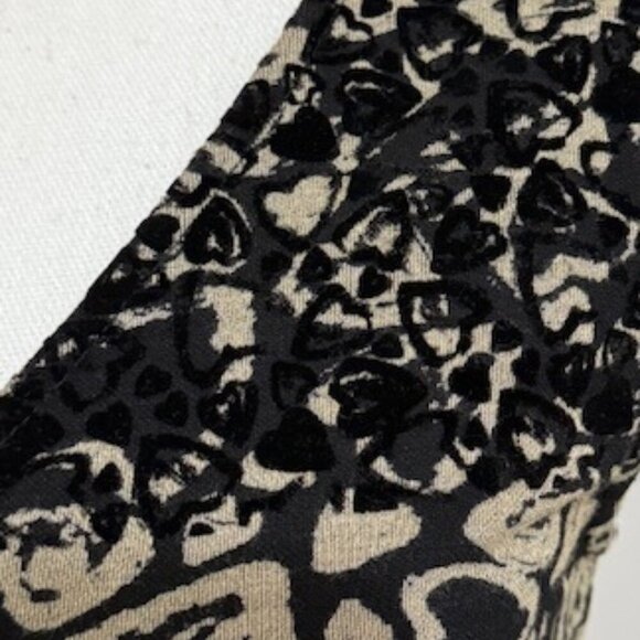 Desigual Black & Tan Heart Print Dress Cap Sleeves Pullover Short Size S - Picture 3 of 8